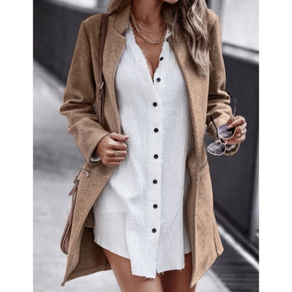 Luxe lapel collar open front coat - Picture 2 of 4